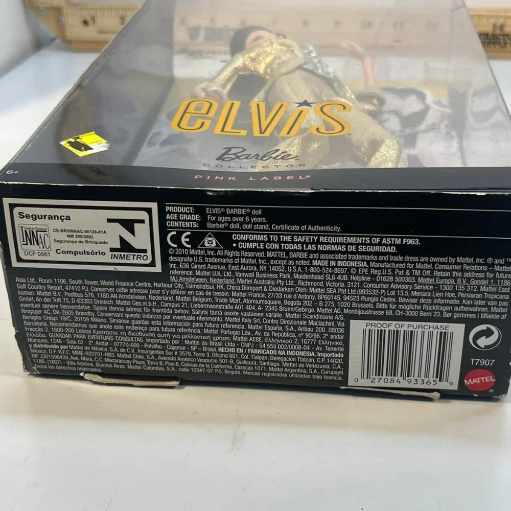 Barbie Elvis Pink Label Collector Doll Golden Silver Suit Mattel T7907 NIB - Picture 2 of 4